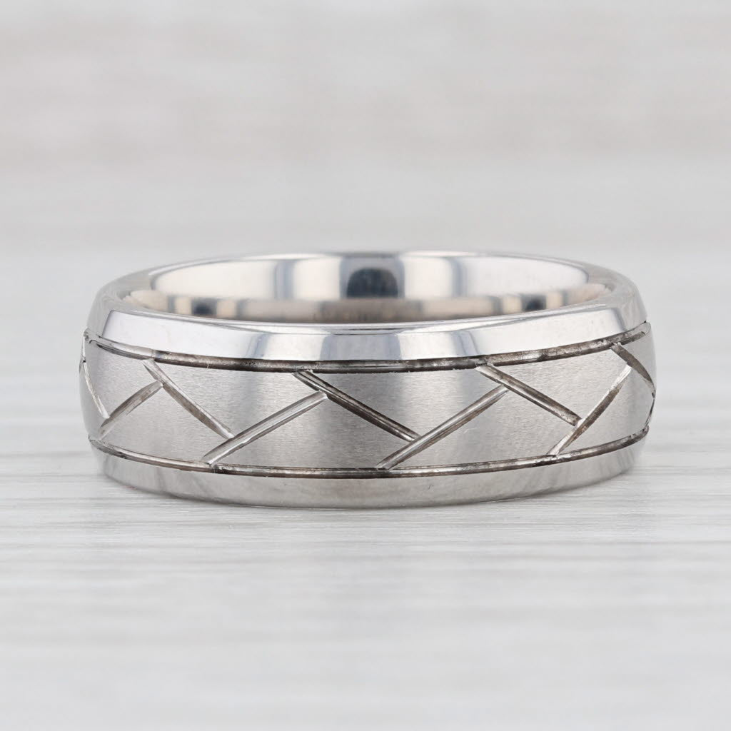 Light Gray New Crisscross Pattern Cobalt Chrome Ring Size 11 Wedding Band