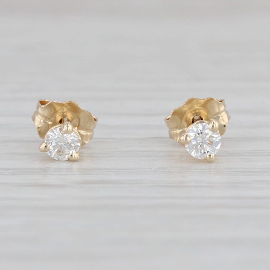 Gray New 0.19ctw Diamond VS2 Stud Earrings 14k Yellow Gold Round Brilliant Studs