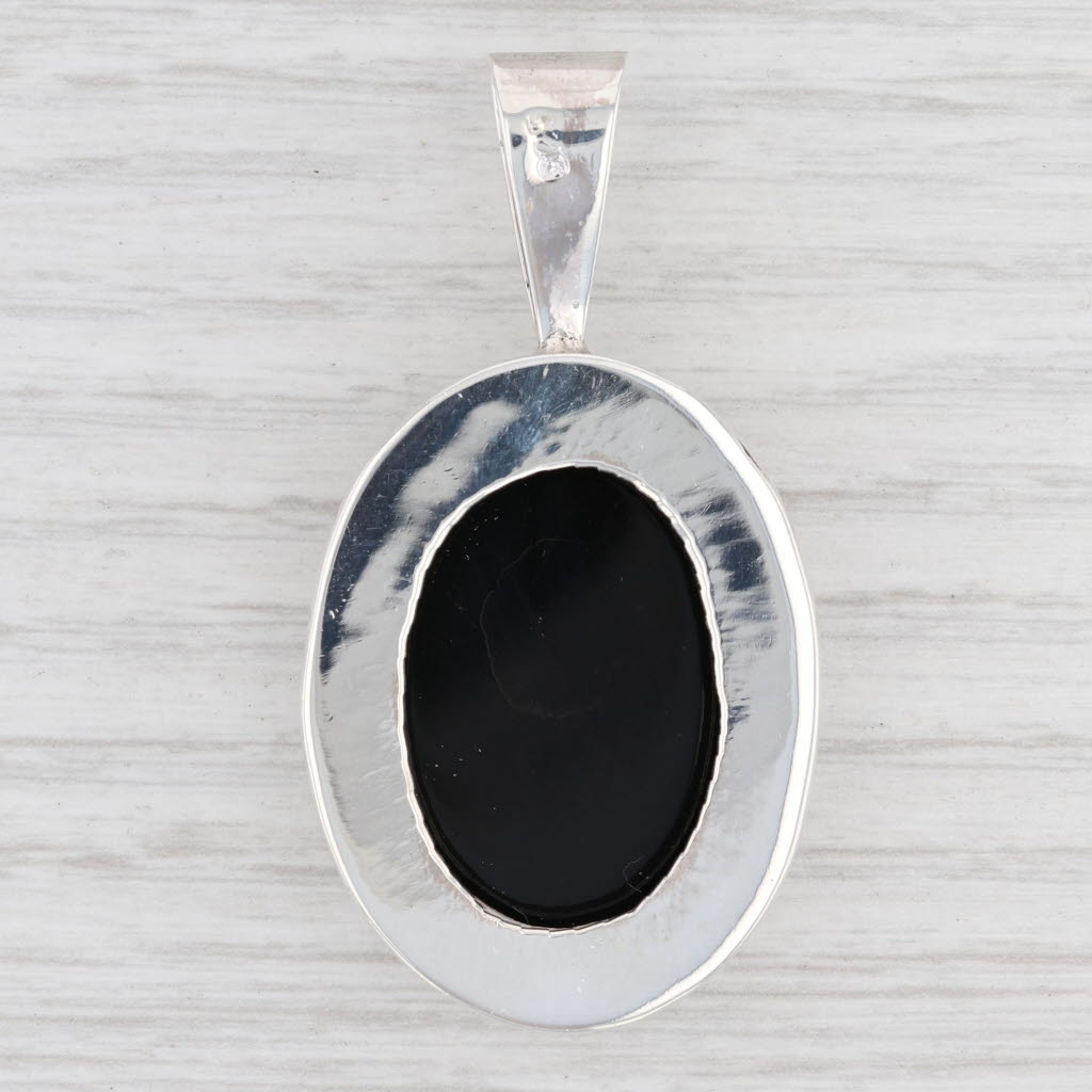 Light Gray New Onyx Drop Pendant 925 Sterling Silver Oval Solitaire