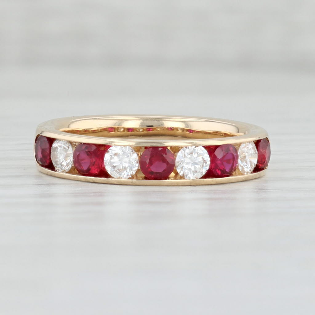 Light Gray 1.21ctw Ruby Diamond Ring 14k Yellow Gold Size 7.75-8 Stackable Band