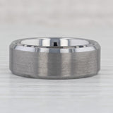 Gray New Brushed Beveled Tungsten Men's Ring Size 10 Wedding Band