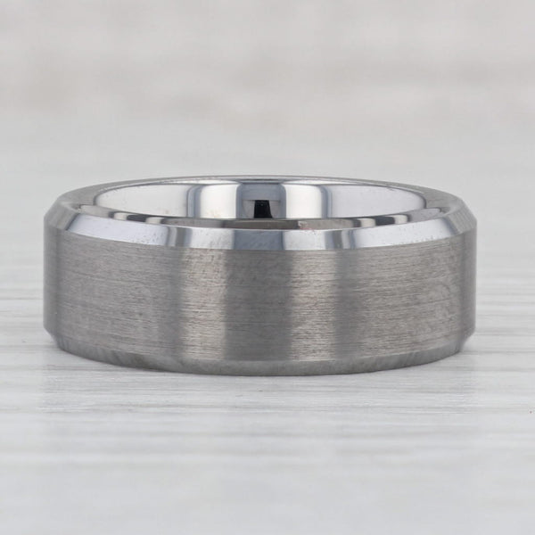 Gray New Brushed Beveled Tungsten Men's Ring Size 10 Wedding Band