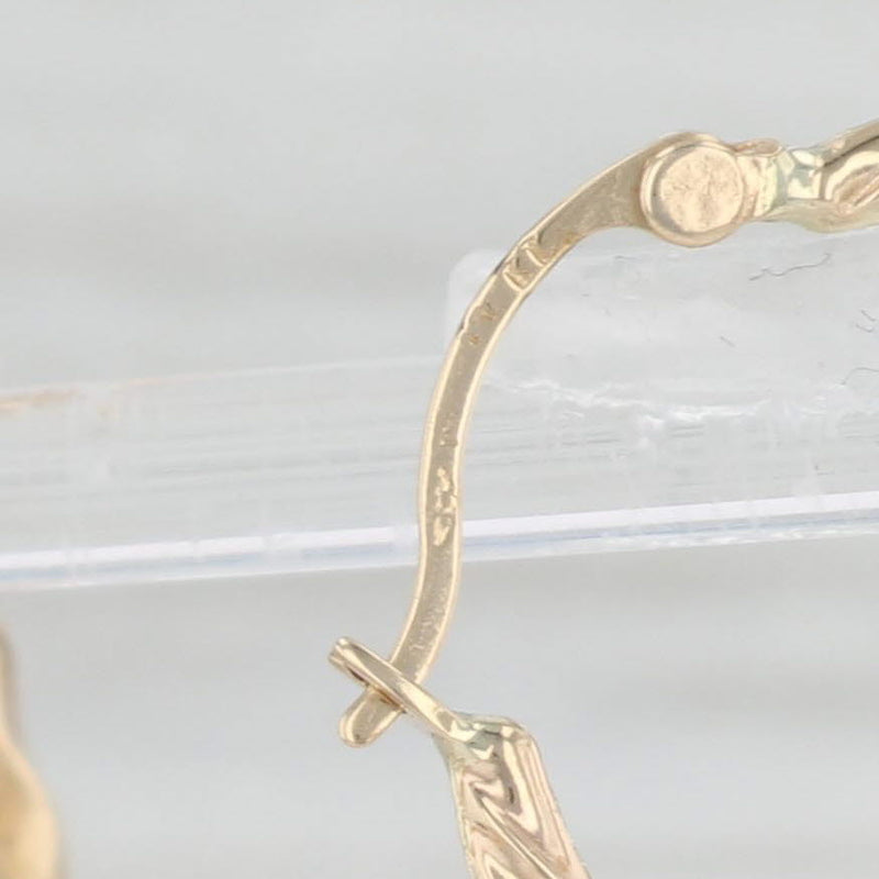 Woven Oval Hoop Earrings 14k Yellow Gold Snap Top Pierced Hoops