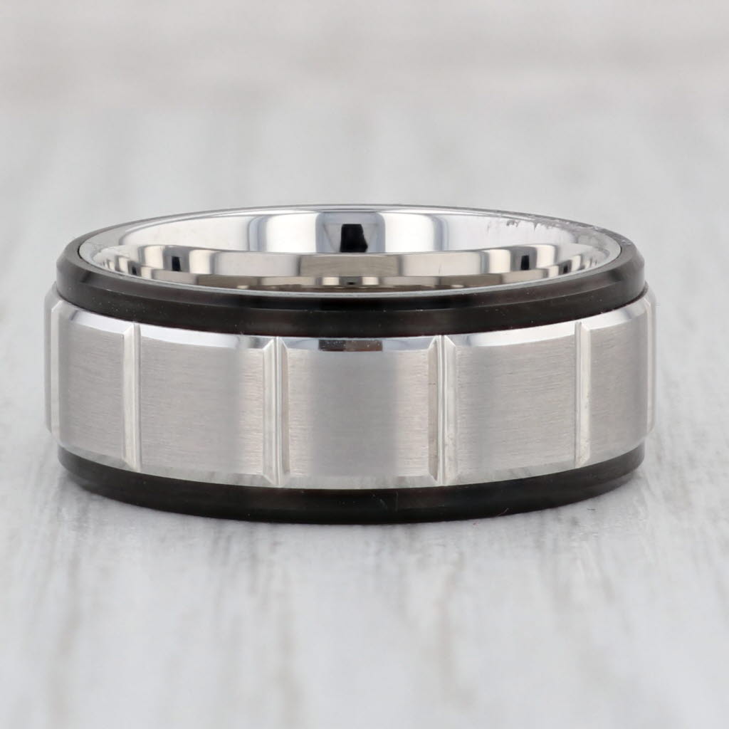 Gray New Beveled Brushed Tungsten Triton Men's Ring Size 10 Wedding Band