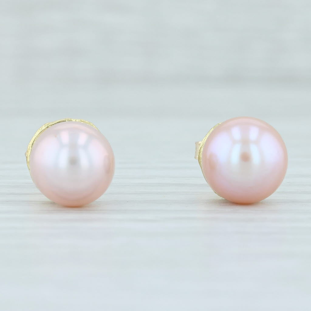 Light Gray Cultured Pink Pearl Stud Earrings 14k Yellow Gold Pierced Nordstrom