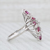 3.65ctw Ruby Diamond Cocktail Ring 18k White Gold Size 6 Gemstone Cluster