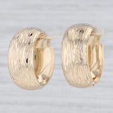 Textured Gold Hoop Earrings 14k Yellow Gold Clip On Hinged Round Hoops