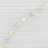 New Multi-Color Glass Bead Bracelet Engravable Charm 7.5" Sterling Silver