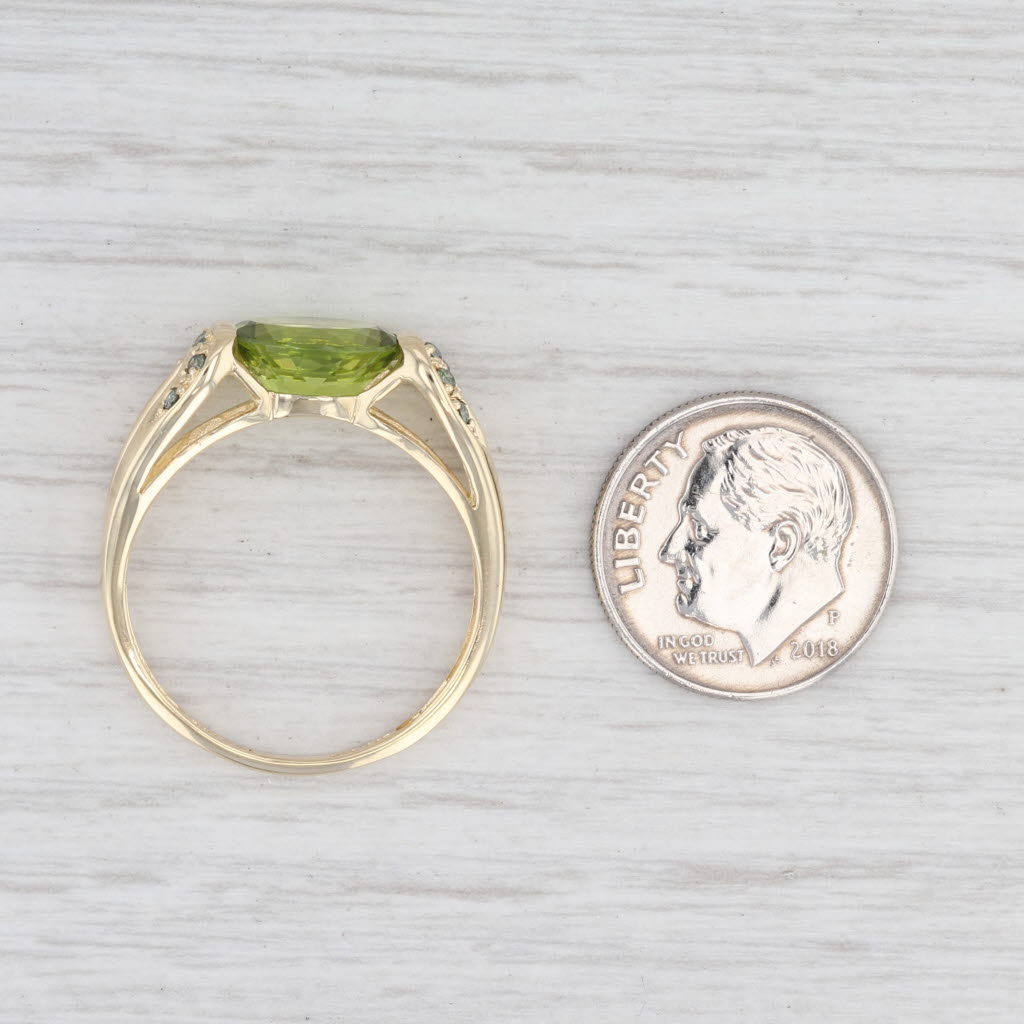 Light Gray 2.65ctw Peridot Diamond Ring 14k Yellow Gold Size 10.25 Oval Solitaire