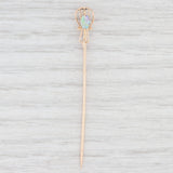 Light Gray Vintage Ostby Barton Opal Stickpin 10k Yellow Gold Solitaire October Birthstone