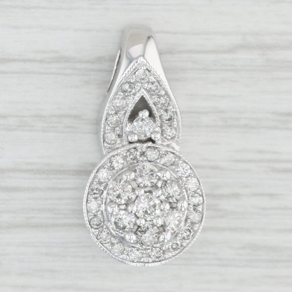 Light Gray 0.90ctw Diamond Cluster Pendant 10k White Gold Drop