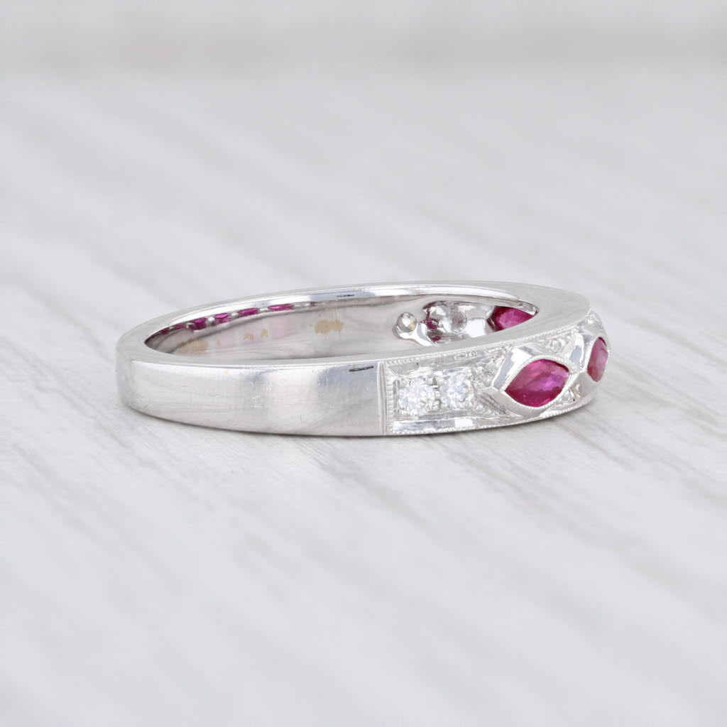 Light Gray New Beverley K 0.45ctw Ruby Diamond Stackable Ring 18k White Gold Band Size 6.5