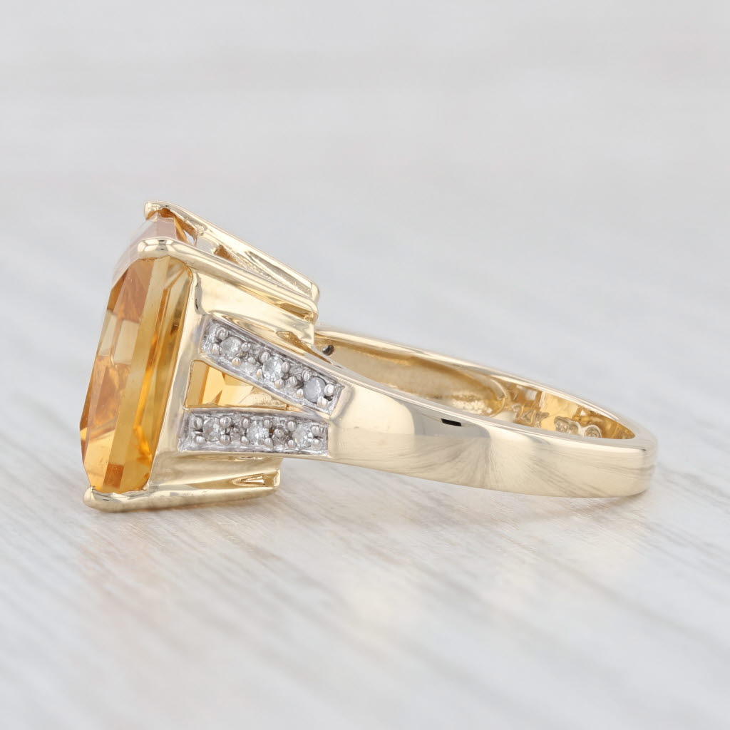 Light Gray 6.85ct Citrine Square Diamond Ring 14k Yellow Gold Size 6 Cocktail