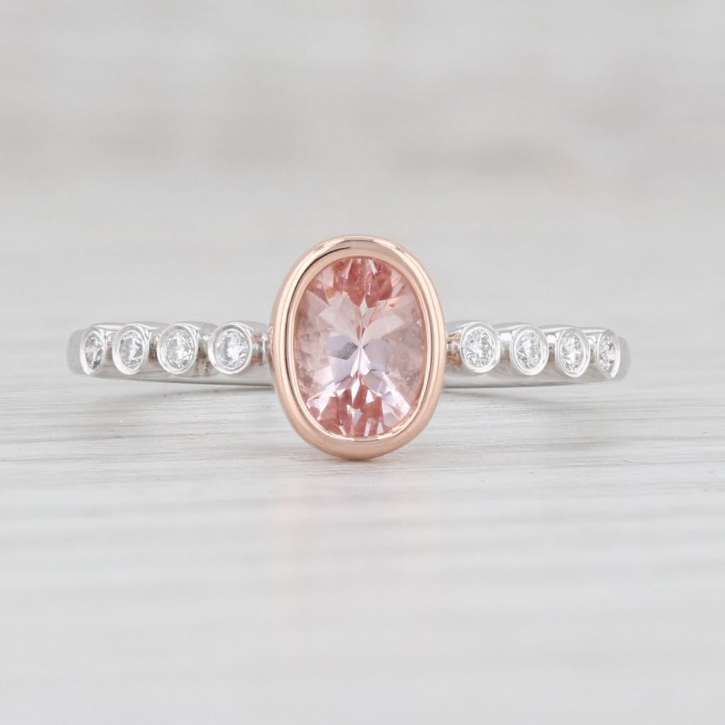 Light Gray New 0.80ctw Morganite Diamond Ring 14k Rose White Gold Size 6.75 Oval Engagement