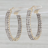 0.74ctw Diamond Inside Out Hoop Earrings 10k 14k Gold Snap Top Round Hoops
