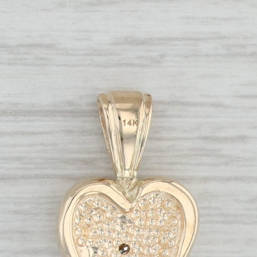 Light Gray Diamond Solitaire Heart Pendant 14k Yellow Gold April Birthstone