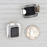 Light Gray New Onyx Clip On Statement Earrings Sterling Silver Non Pierced Solitaire