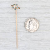Antique Pearl Glass Crescent Arrow Stickpin 8k Yellow Gold Pin
