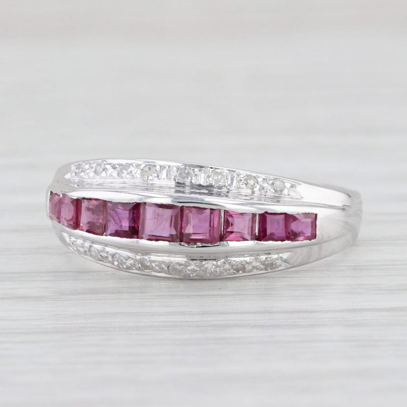 1.03ctw Ruby Diamond Ring 14k White Gold Size 7.75 Stackable
