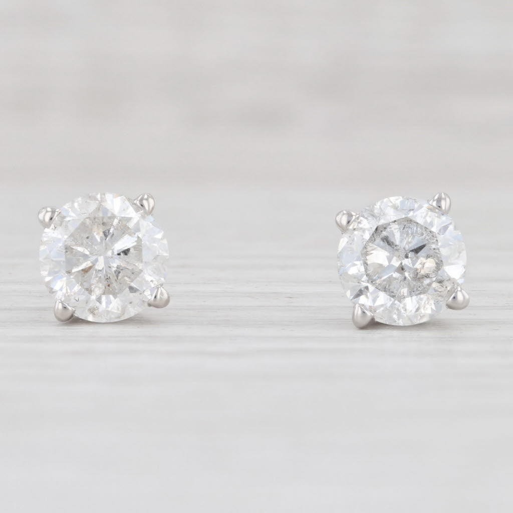 Light Gray 2.55ctw Diamond Stud Earrings 14k White Gold New Protektor La Pousette Backs