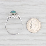 Light Gray Opal Triplet Cabochon Diamond Halo Ring 14k White Gold Size 10