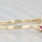 Natural & Lab Grown Ruby Ring 14k Yellow Gold Curved Contour Stackable Size 6