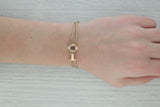 0.30ct Ruby Slide Charm Bracelet 10k 14k Yellow Gold Vintage DDH 7.25"