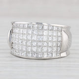 Light Gray 3ctw Pave Diamond Cocktail Ring Platinum Size 6.75-7 Wide Band