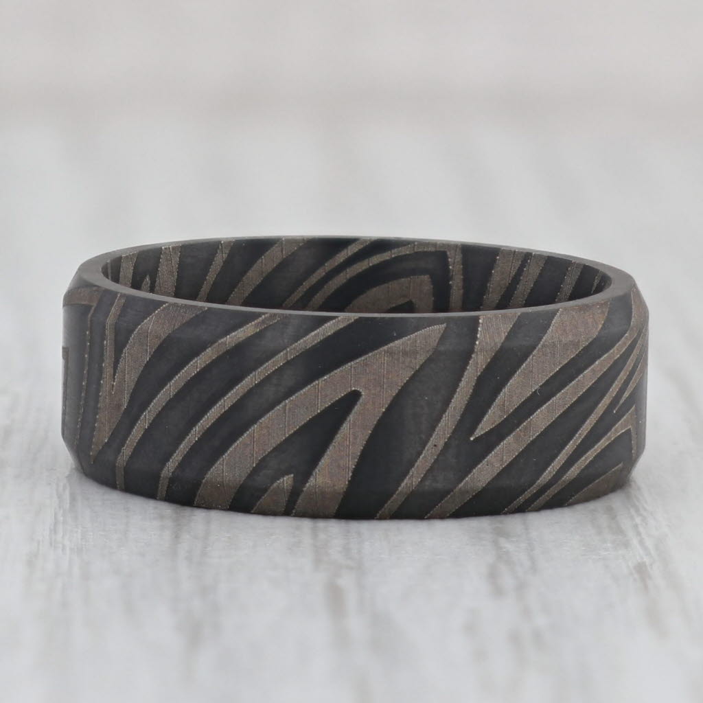 Dark Slate Gray New Patterned Black Titanium Ring Size 10 Men's Wedding Band