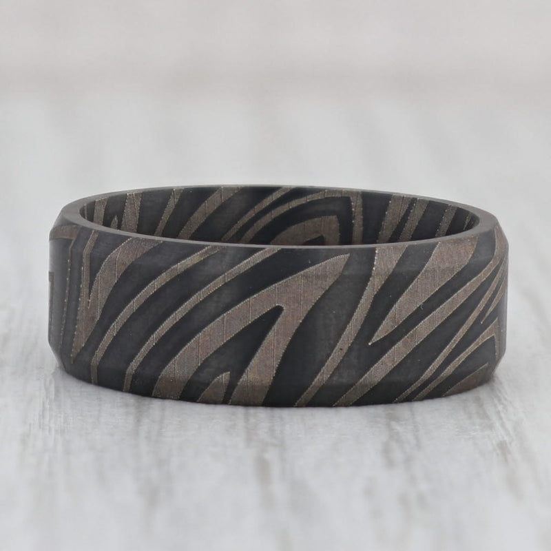 New Patterned Black Titanium Ring Size 10 Men's Wedding Band