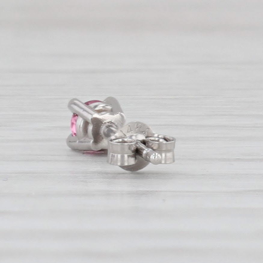 Light Gray New 0.20ctw Pink Tourmaline Stud Earrings 14k White Gold Round Solitaire Studs