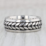 Light Gray New Rope Pattern Titanium Ring Size 8.25-8.5 Wedding Band
