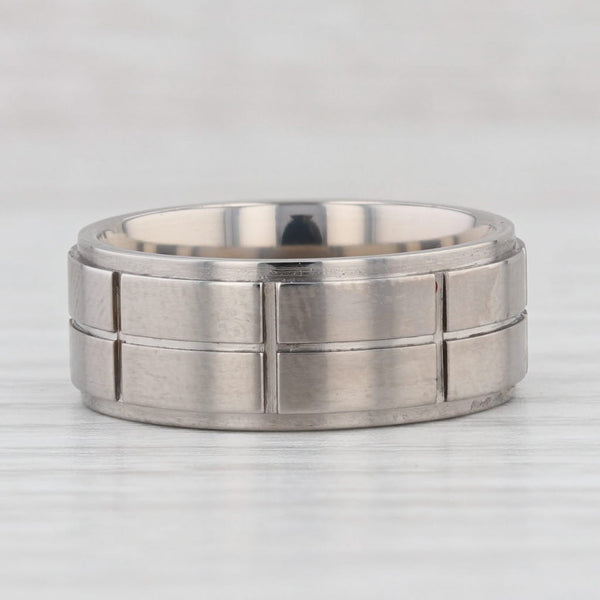 Light Gray New Beveled Brushed Titanium Ring Wedding Band Size 10 1/2