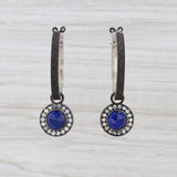 New Nina Nguyen Hoop Earrings Sterling Silver Lapis Lazuli Moonstone Charms