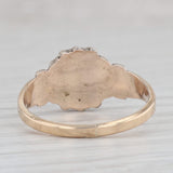 Gray Victorian Garnet Pearl Halo Ring 14k Yellow Gold Enamel Size 7.75 Antique