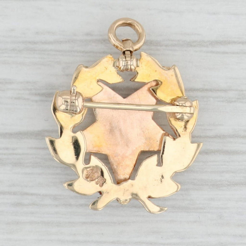 Order Eastern Star Wreath Badge 10k Gold Masonic Women's Group Pin Pendant