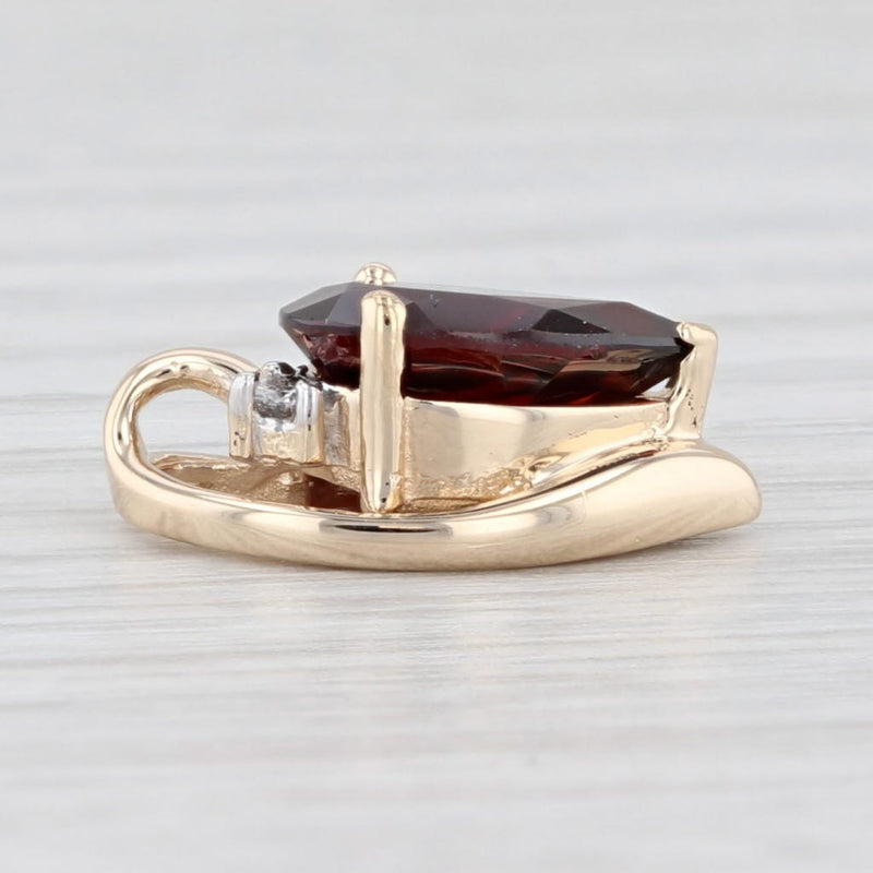 2.17ctw Garnet Diamond Teardrop Pendant 10k Yellow Gold January Birthstone