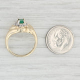 0.46ct Oval Emerald Diamond Scalloped Ring 10k Yellow Gold Size 6