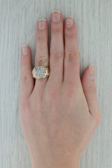 Vintage 0.80ctw Diamond Cluster Openwork Ring 14k Yellow Gold Size 9.5