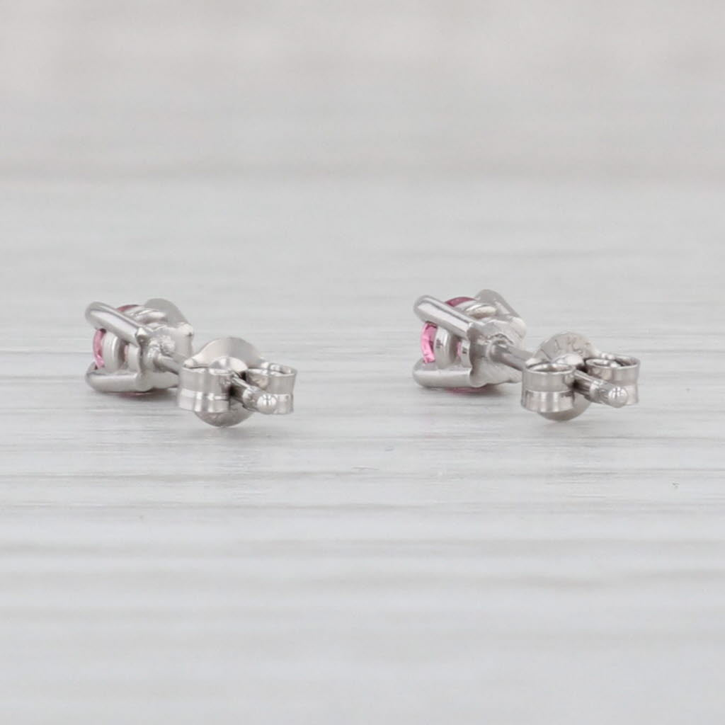 Light Gray New 0.20ctw Pink Tourmaline Stud Earrings 14k White Gold Round Solitaire Studs