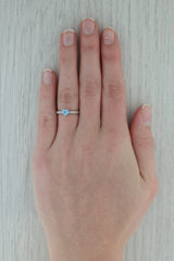Dark Gray 0.58ct Blue Topaz Heart Ring 10k White Gold Size 6.5 Diamond Accents