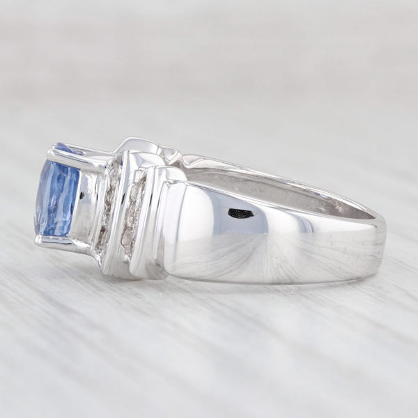 Light Gray LeVian 2.33ctw Oval Blue Sapphire Diamond Ring 14k White Gold Sz 6.5 Engagement
