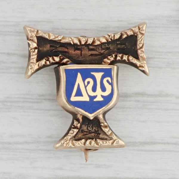 Light Gray Saint Anthony Delta Psi Badge 12k Gold 1916 Fraternity Pin Literary Society
