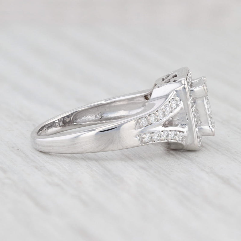 0.75ctw Princess Diamond Halo Engagement Ring 14k White Gold Size 5.75