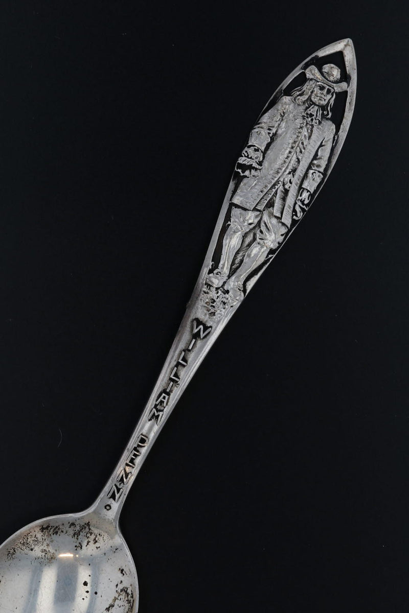 William Penn Souvenir Spoon Sterling Silver Colonial Statue Figural Vintage
