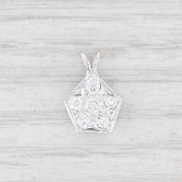 Light Gray 0.35ctw Diamond Hexagon Pendant 14k White Gold Small Drop