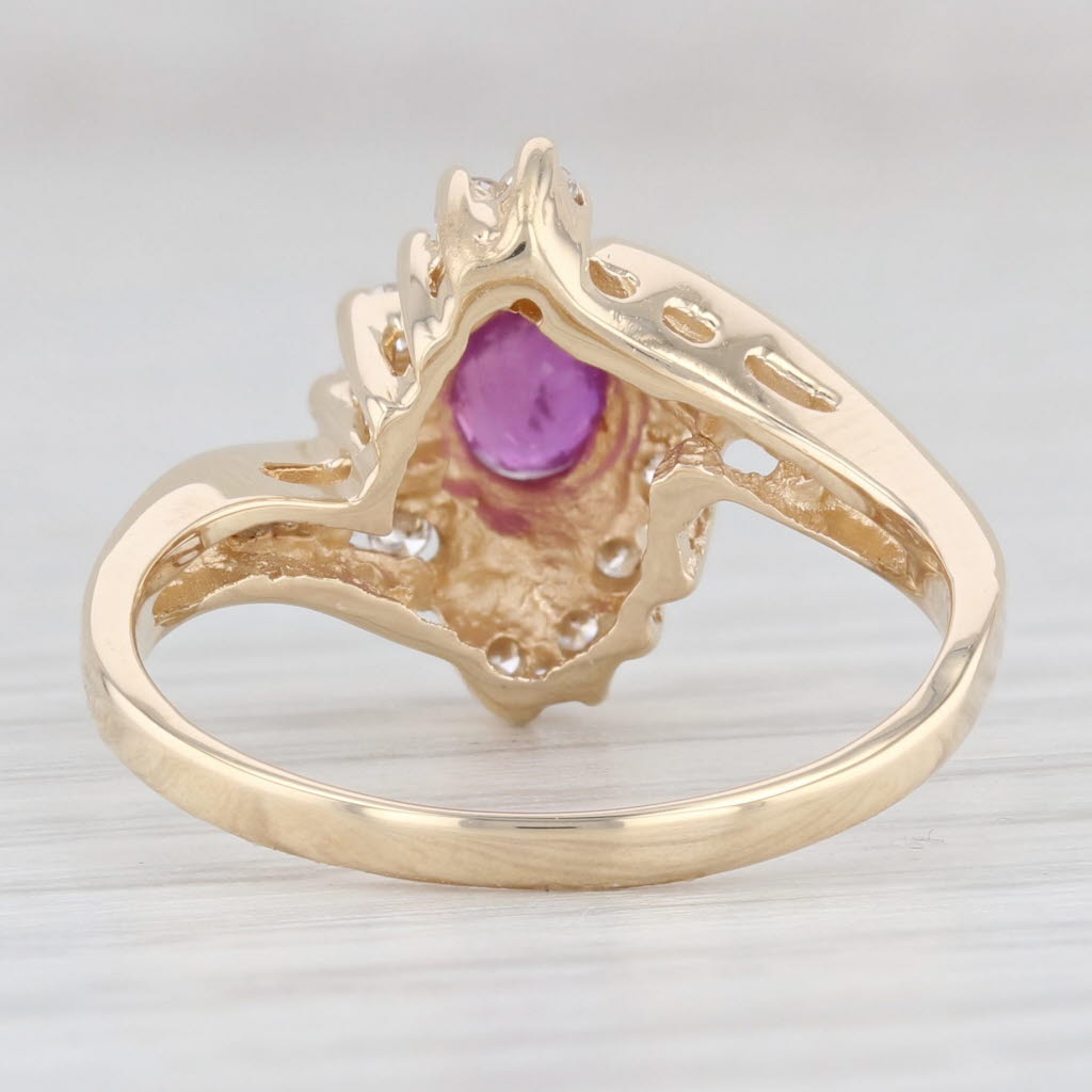 Light Gray 0.86ctw Oval Ruby Diamond Bypass Ring 14k Yellow Gold Size 7