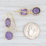 Light Gray Renee Lewis Synthetic Purple Sapphire Earrings 18k Yellow Gold Dangle Drops