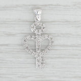 Diamond Heart Skeleton Key Pendant 10k White Gold Love Gift Keepsake
