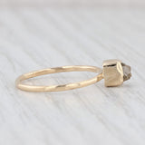 Light Gray Rough Cut Diamond Crystal Solitaire Ring 18k Yellow Gold Size 6.5